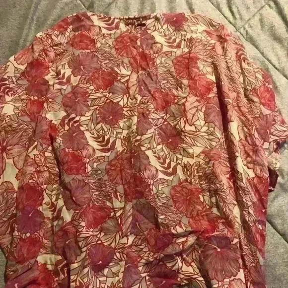 Roxy Pink Floral‎ Kimono Open Front Boho M/L - Picture 3 of 5